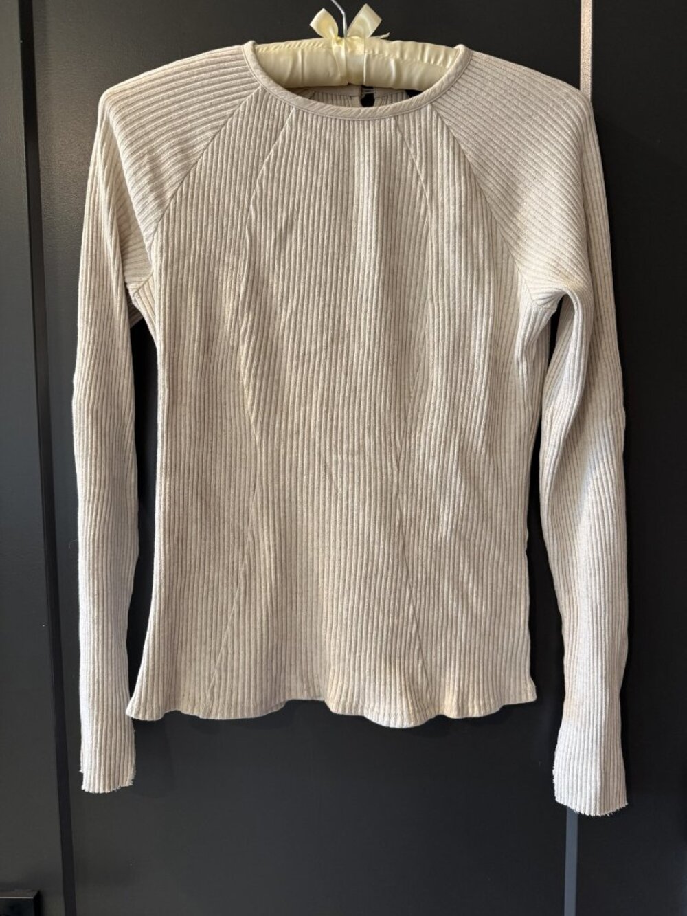 Rag & Bone Ivory Ribbed Button Henley Long Sleeve Top